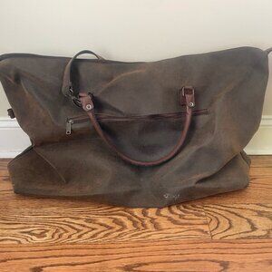 Brown Faux Leather Duffel Bag
